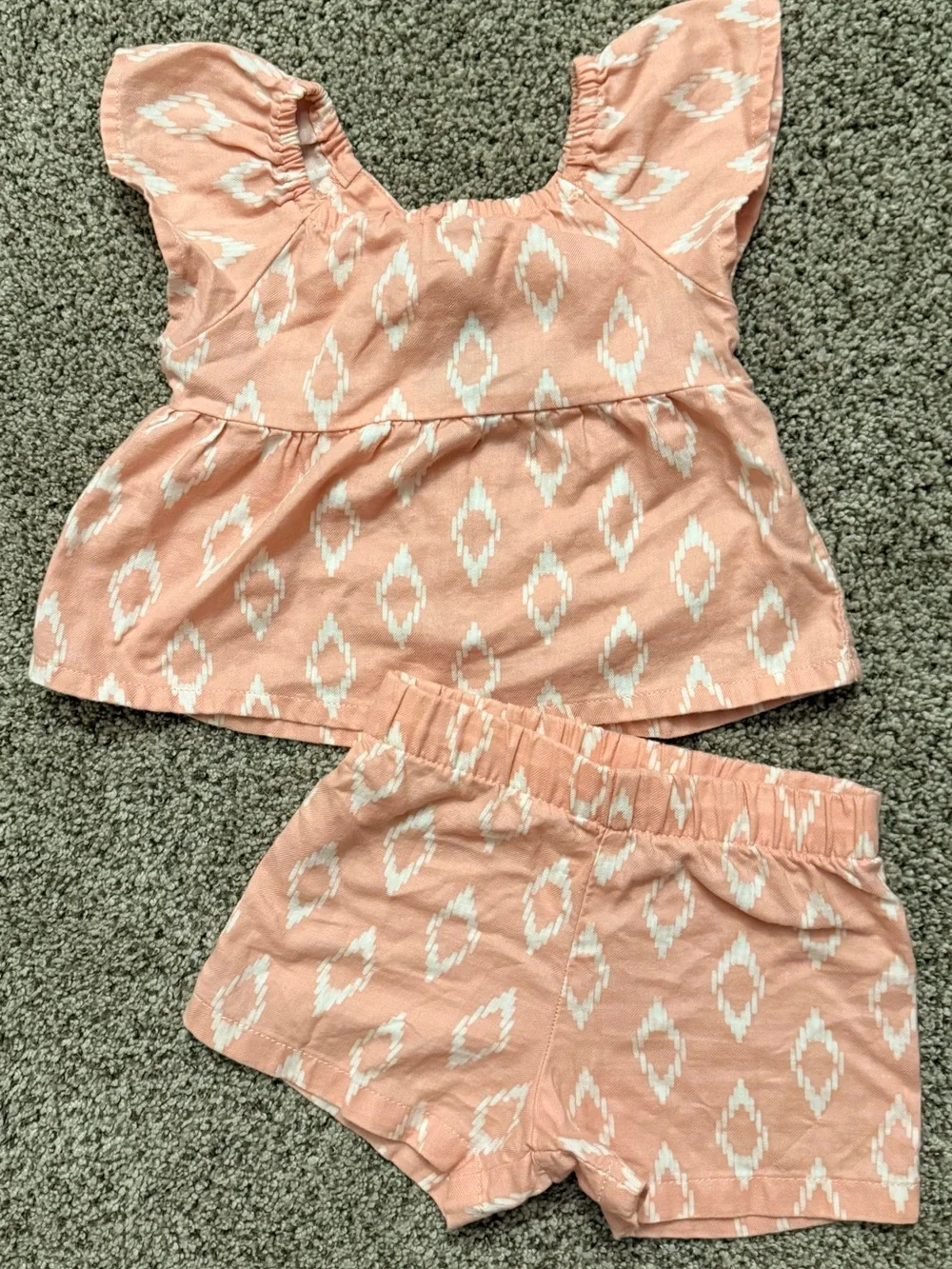 Carter's Peach Ikat Girls' Top & Shorts Set